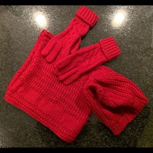 Winter hat, glove, infinity scarf set